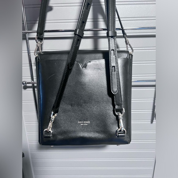 Kate Spade Black Leather ‘Make It Mine’ BACKPACK/CROSSBODY CUSTOMIZABLE LOCK EUC - Picture 15 of 17